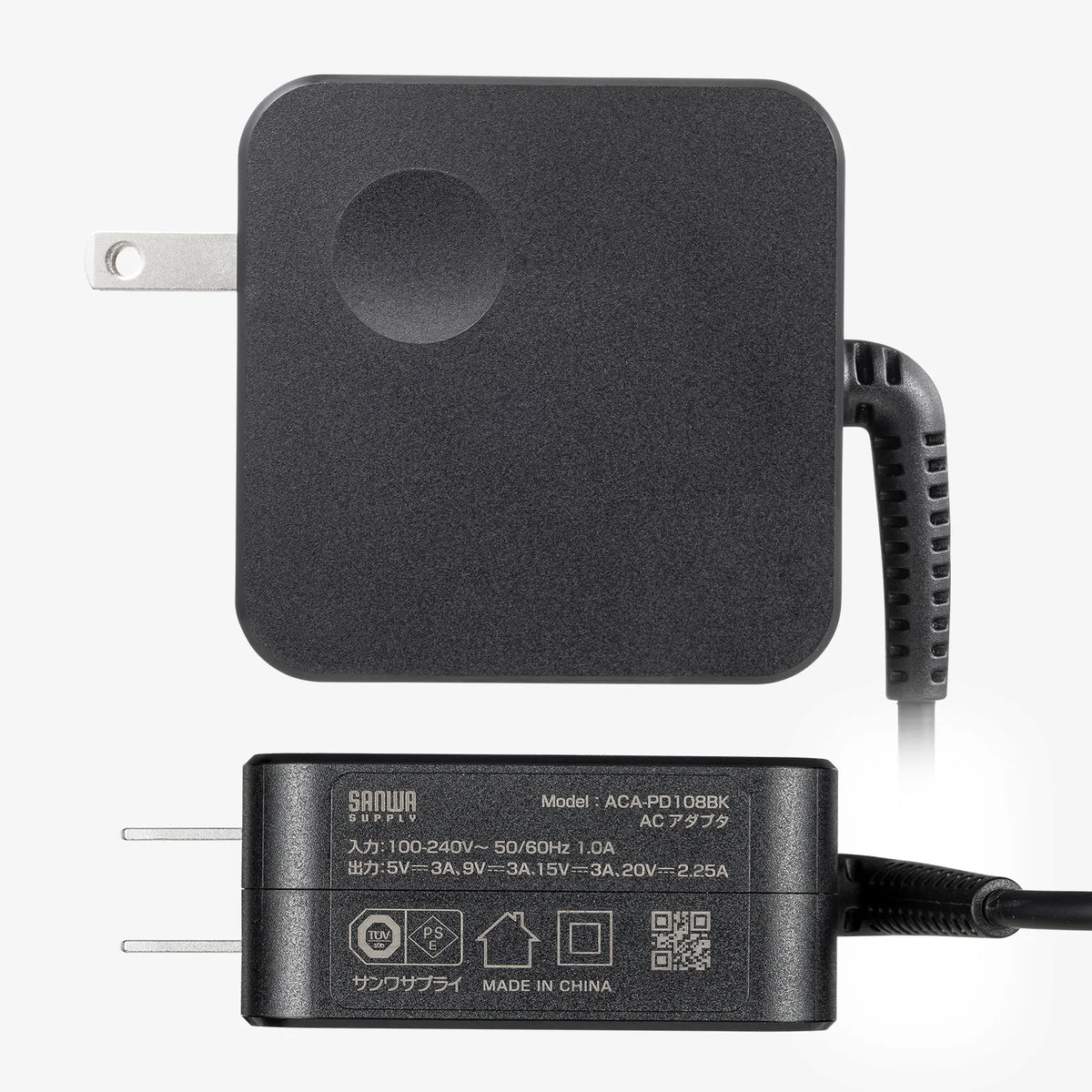 USB PD compatible AC charger (PD45W, Type-C cable integrated) ACA-PD108BK
