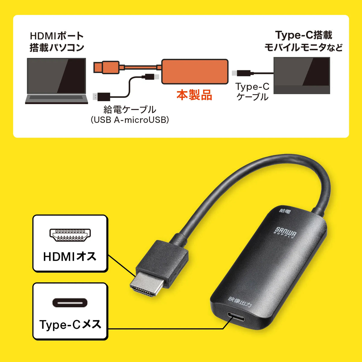 HDMI-Type-C (DP Alt Mode) Conversion Adapter (4K/60Hz) AD-HD26TC