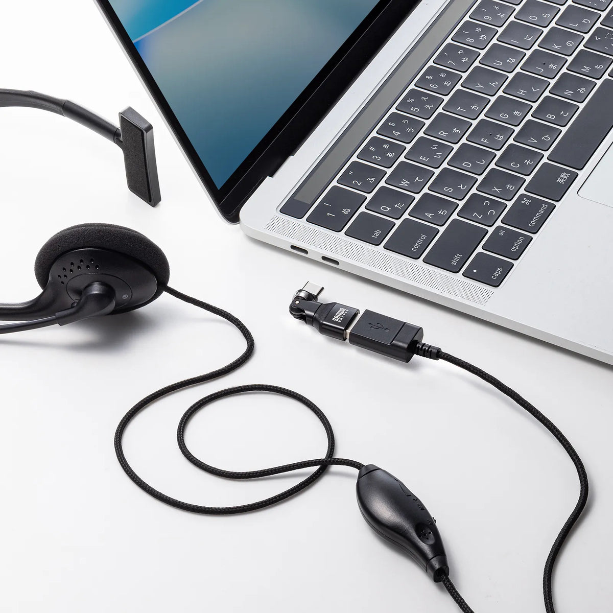 USB2.0 Type-C変換アダプタ(AtoC・540度回転) AD-USB37CAFBK