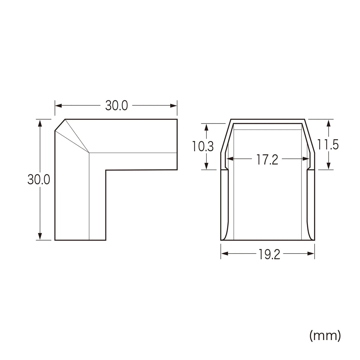 Cable cover for CA-KK17BK (corner type, black) CA-KK17BKD