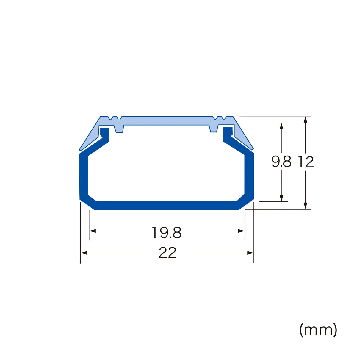 Wall-mounted cable molding (22mm width, square shape, black) CA-KK22BK