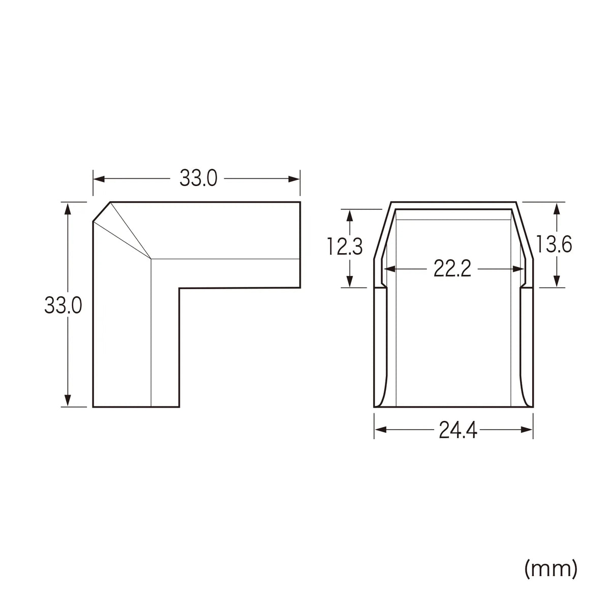 Cable cover for CA-KK22MW (22mm width, protruding corner, milky white) CA-KK22MWD