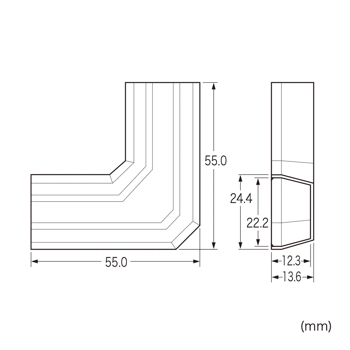 Cable cover for CA-KK22MW (L-shaped, milky white) CA-KK22MWL