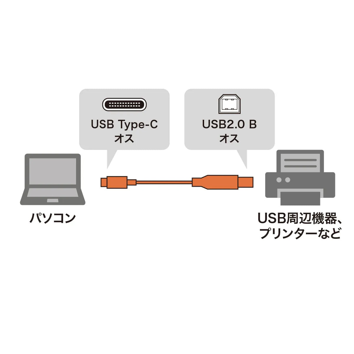 USB 2.0 Type-C to B Cable KU-CB20