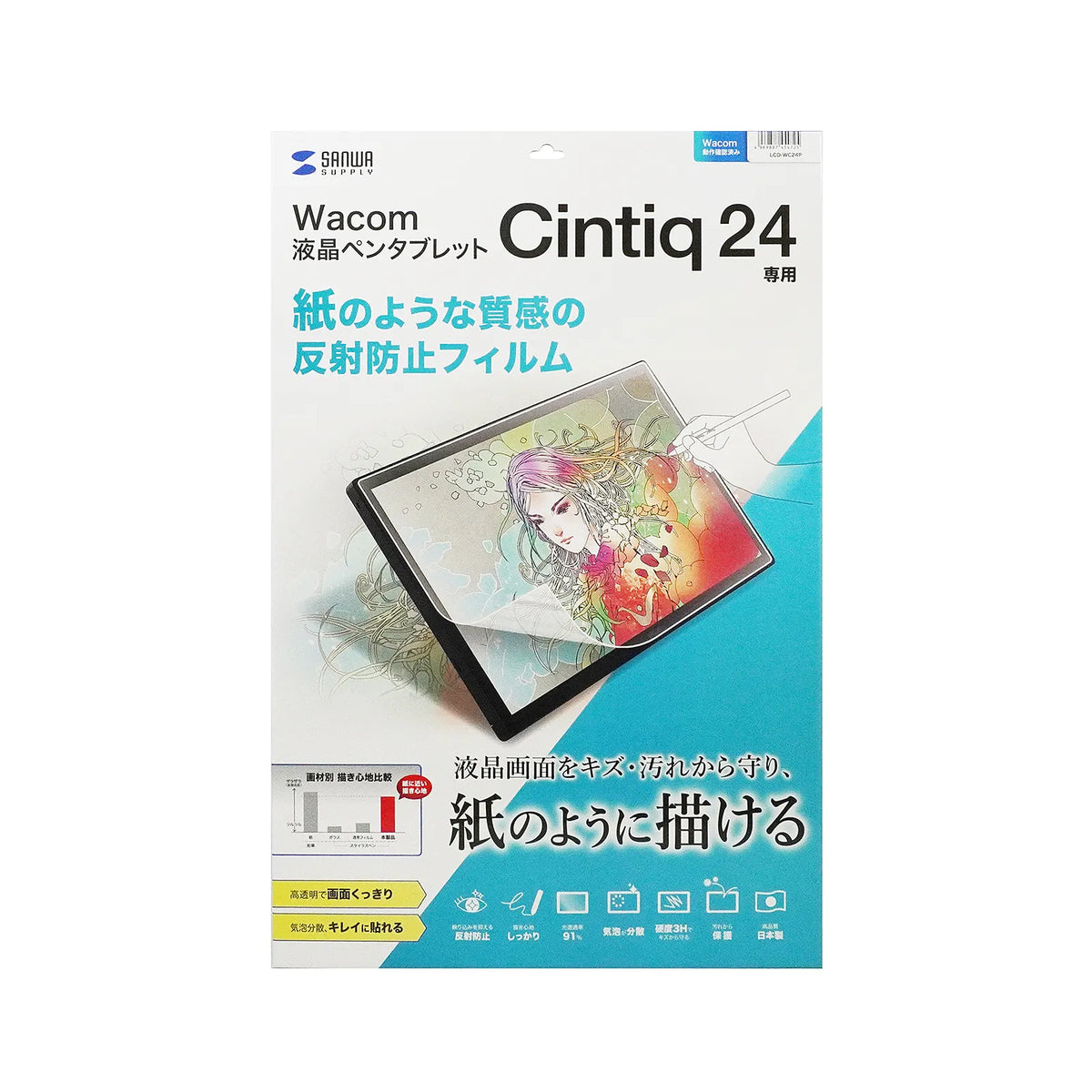 Paper-like anti-reflective film for Wacom Cintiq 24 pen tablet LCD-WC24P