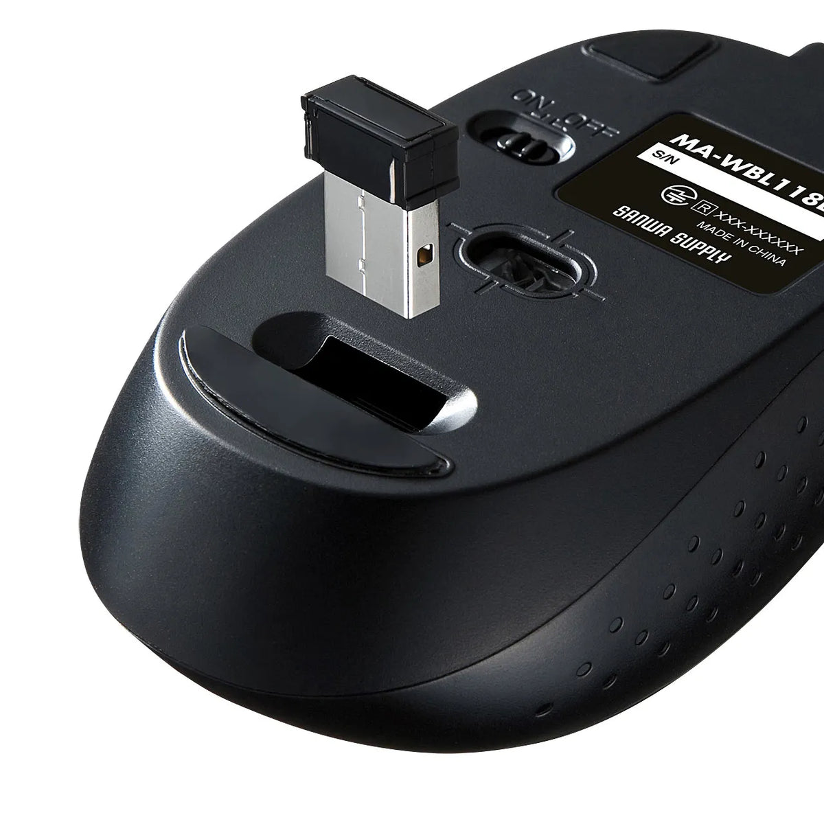 充電式ワイヤレスブルーLEDマウス MA-WBL118BK