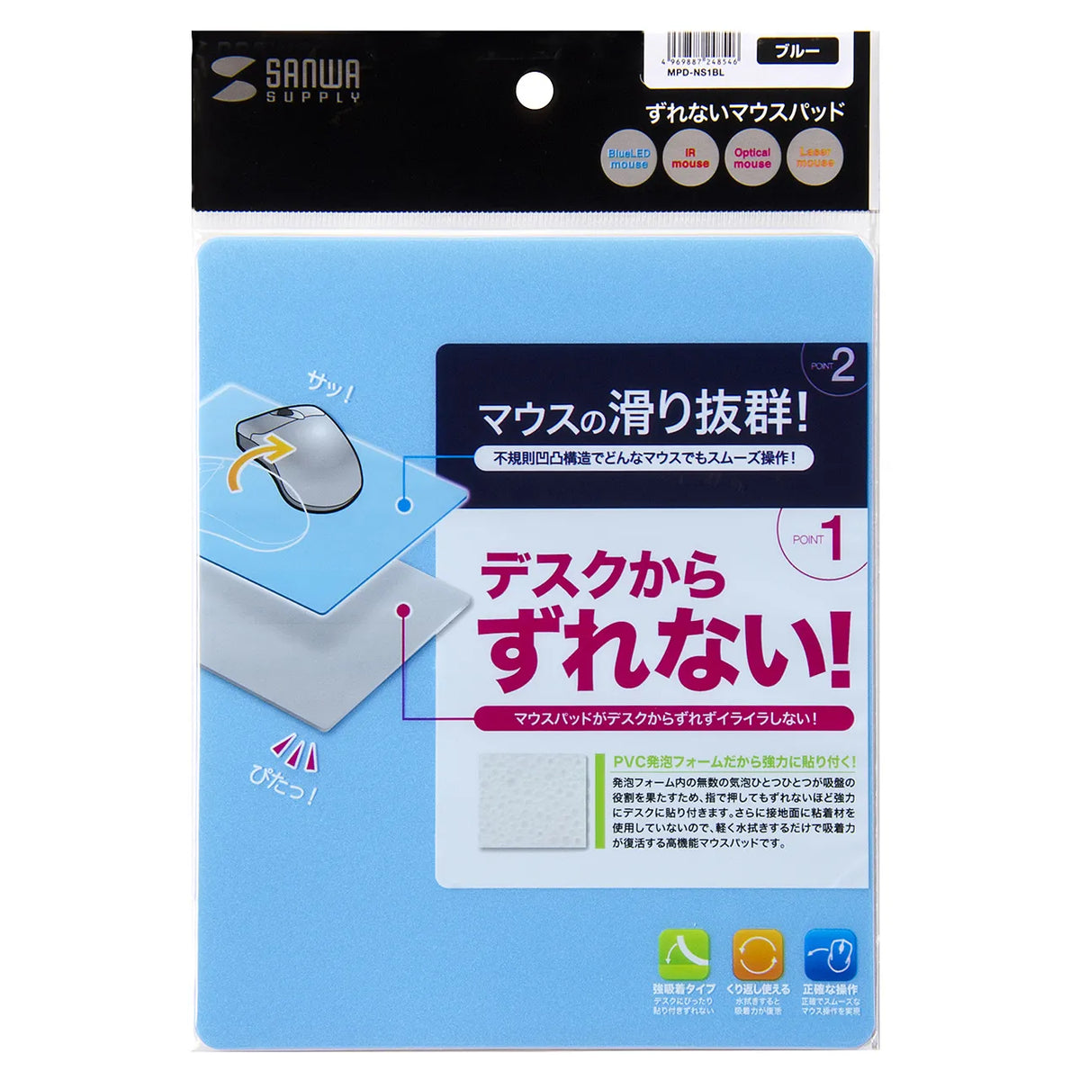 Non-slip mouse pad (blue) MPD-NS1BL