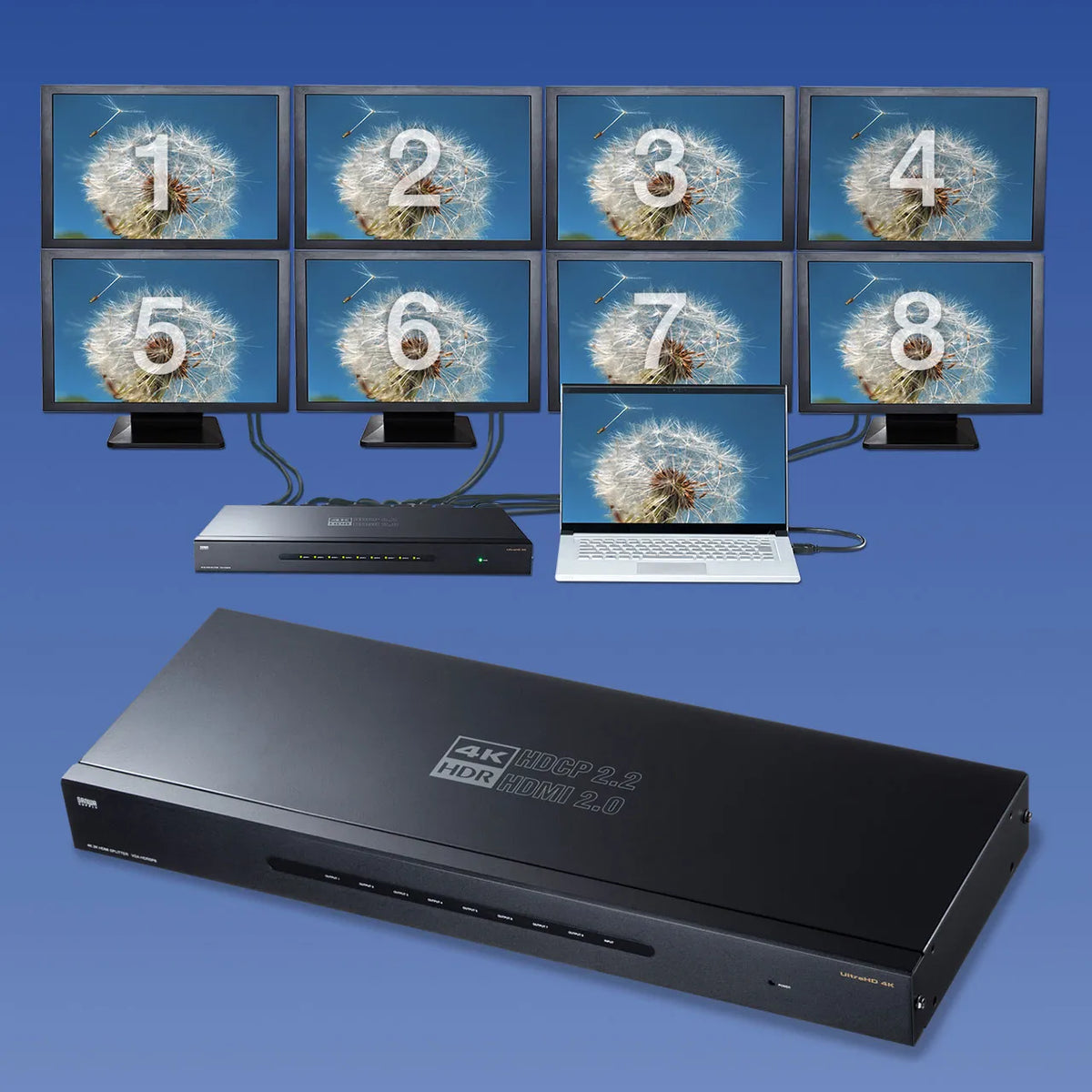 4K/60Hz HDR compatible HDMI splitter (8-way) VGA-HDRSP8