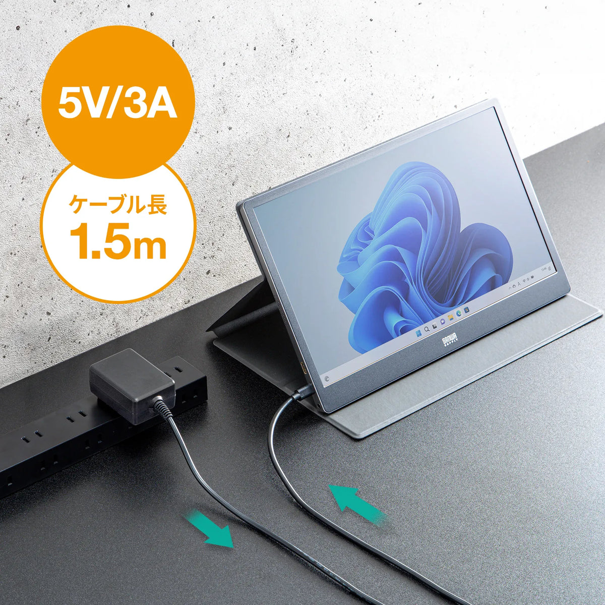 USB Type-Cケーブル一体型AC充電器（5V/3A） ACA-IP103BK