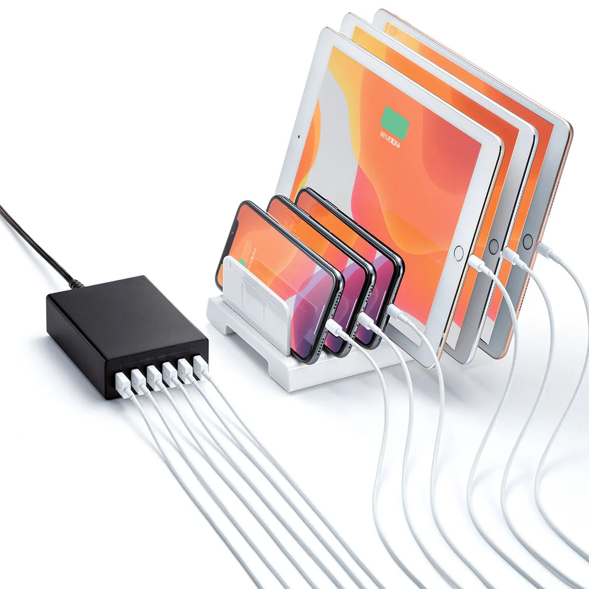 USB充電器（6ポート・合計12A・ブラック） ACA-IP67BK