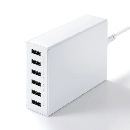 USB充電器（6ポート・合計12A・ホワイト） ACA-IP67W