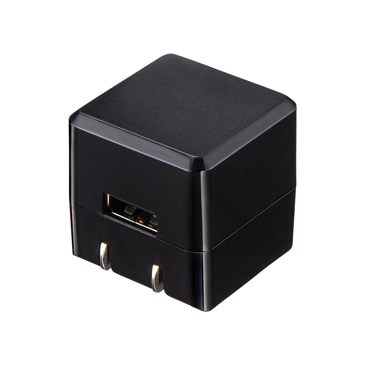 キューブ型USB充電器（1A・高耐久タイプ・ブラック） ACA-IP70BK