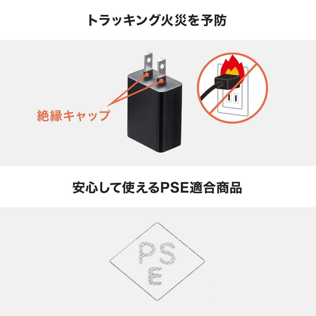 USB充電器（2A・ブラック） ACA-IP87BK