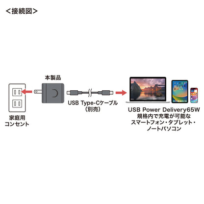 USB PD compatible cube-type AC charger (PD65W) ACA-PD105BK