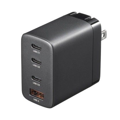 USB PD対応AC充電器（PD65W・Cx3+Ax1） ACA-PD107BK