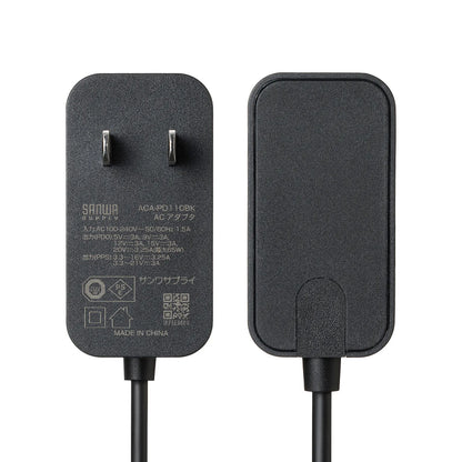 USB PD compatible AC charger (PD65W, Type-C cable integrated) ACA-PD110BK