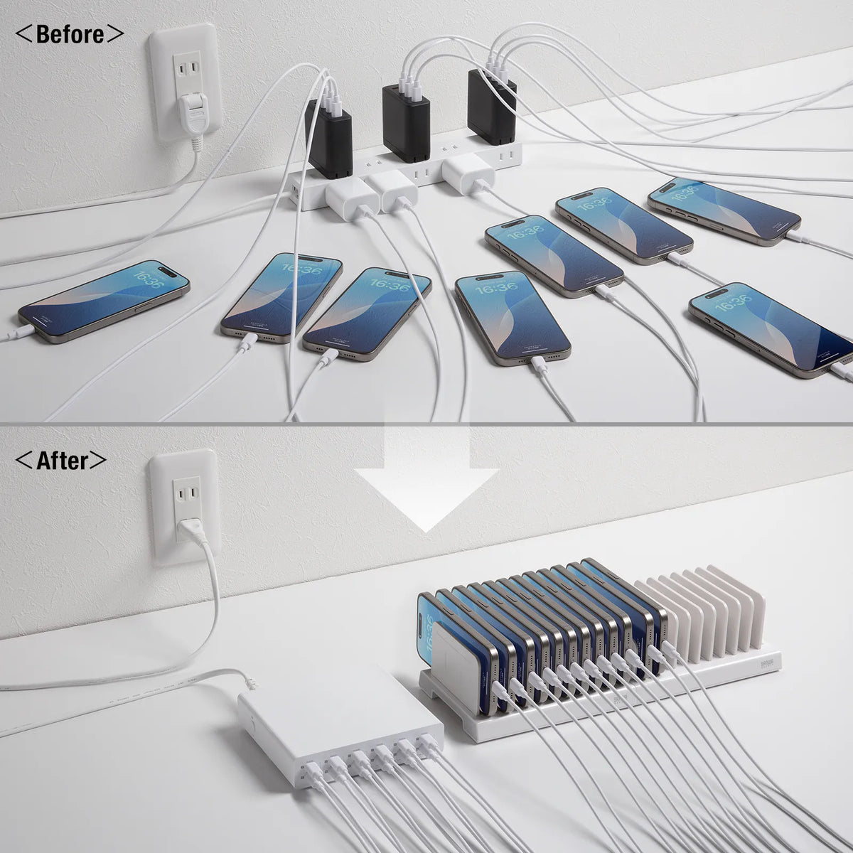 USB PD compatible AC charger (12 ports, 144W total) ACA-PD112