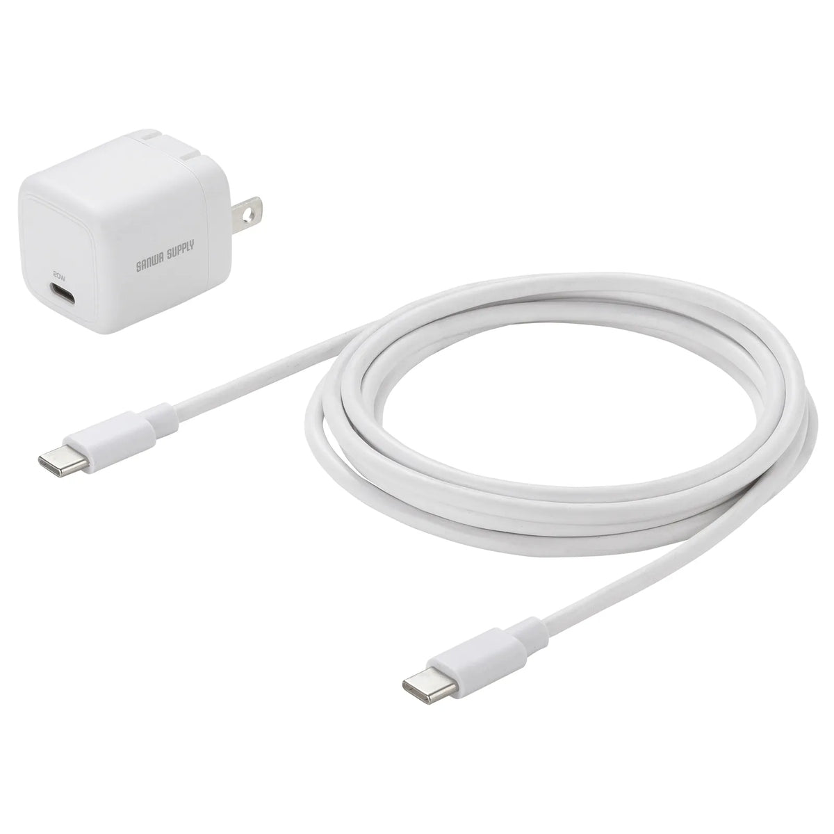 USB PD compatible cube-type AC charger (PD20W, Type-C cable included) ACA-PD113SETW