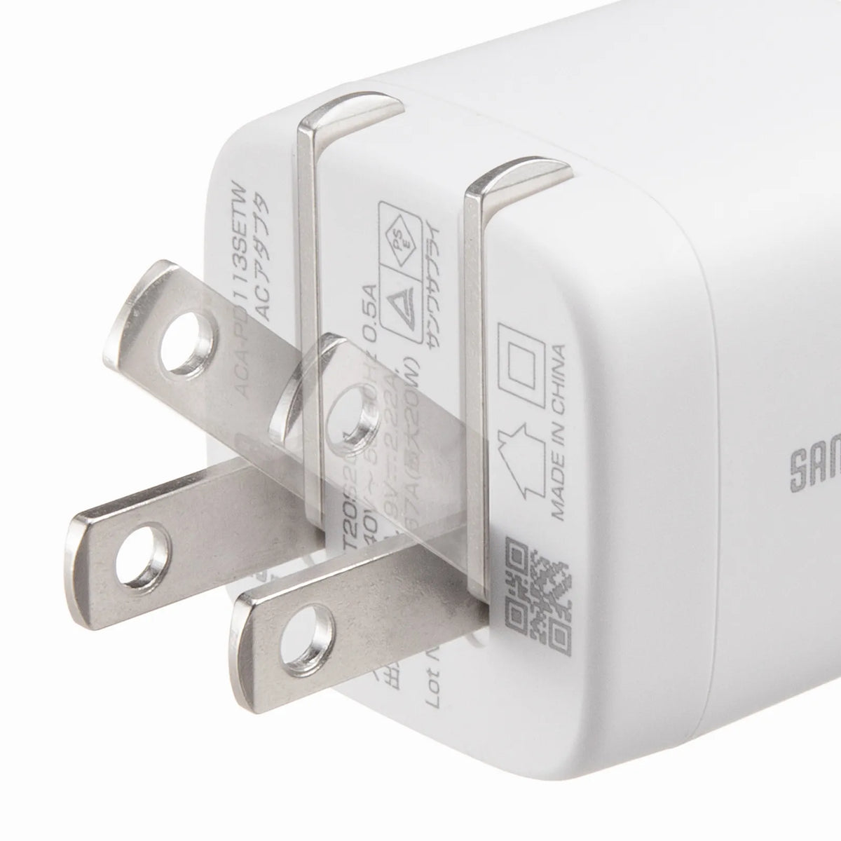 USB PD compatible cube-type AC charger (PD20W, Type-C cable included) ACA-PD113SETW