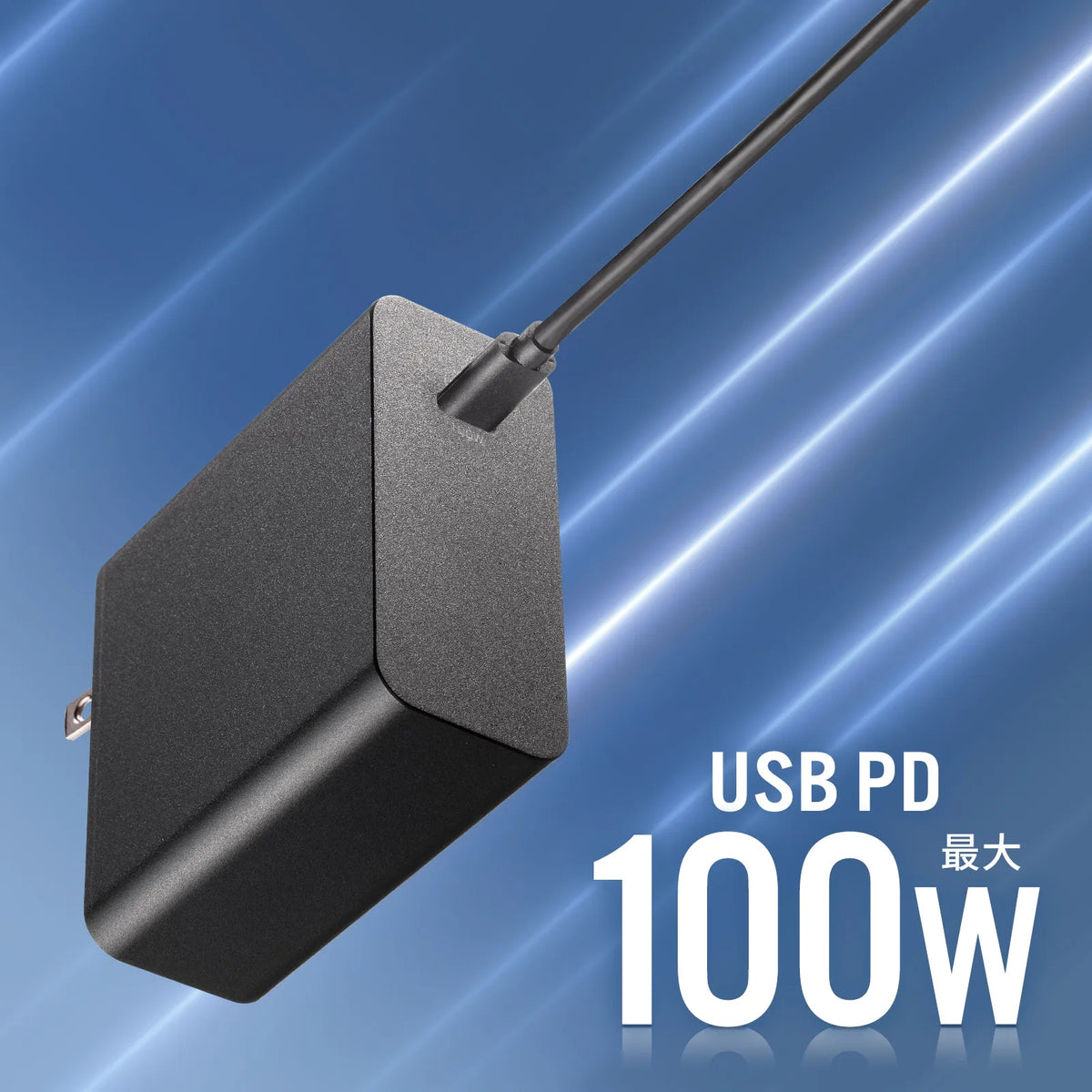 USB PD compatible AC charger (PD100W, with Type-C cable) ACA-PD93BK