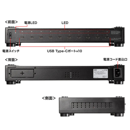 USB PD compatible AC charger (10 ports, 350W total) ACA-PD96