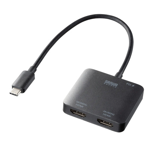 USB Type C-HDMI変換アダプタ(2ポート/4K/PD対応) AD-ALCMST2HDPD