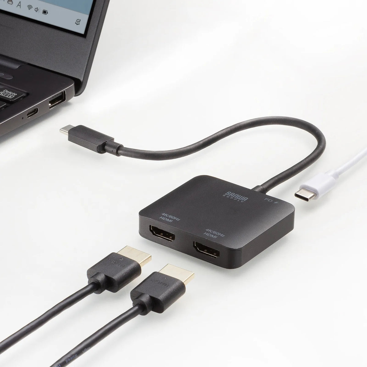 USB Type C-HDMI変換アダプタ(2ポート/4K/PD対応) AD-ALCMST2HDPD