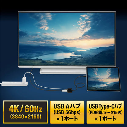 USB Type C to HDMI Conversion Adapter (4K/PD compatible/with USB hub) AD-ALCPHDPD02