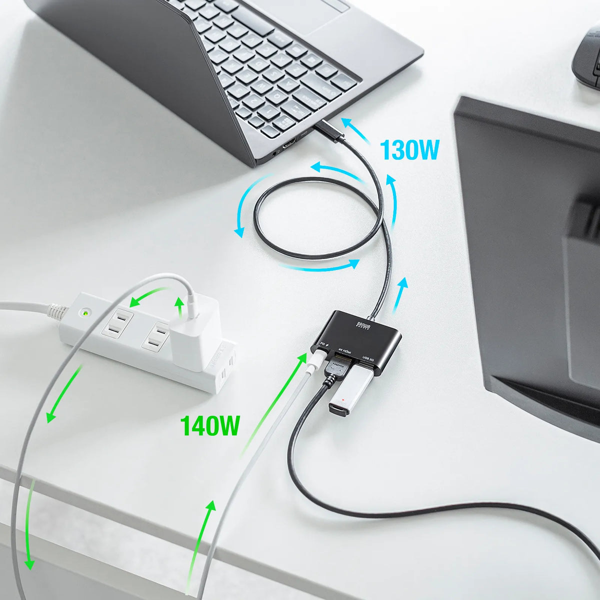 USB Type C to HDMI Conversion Adapter (4K/PD compatible/with USB hub) AD-ALCPHDPD02