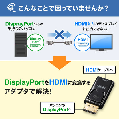 DisplayPort-HDMI 変換アダプタ(4K/60Hz対応) AD-DPPHD02