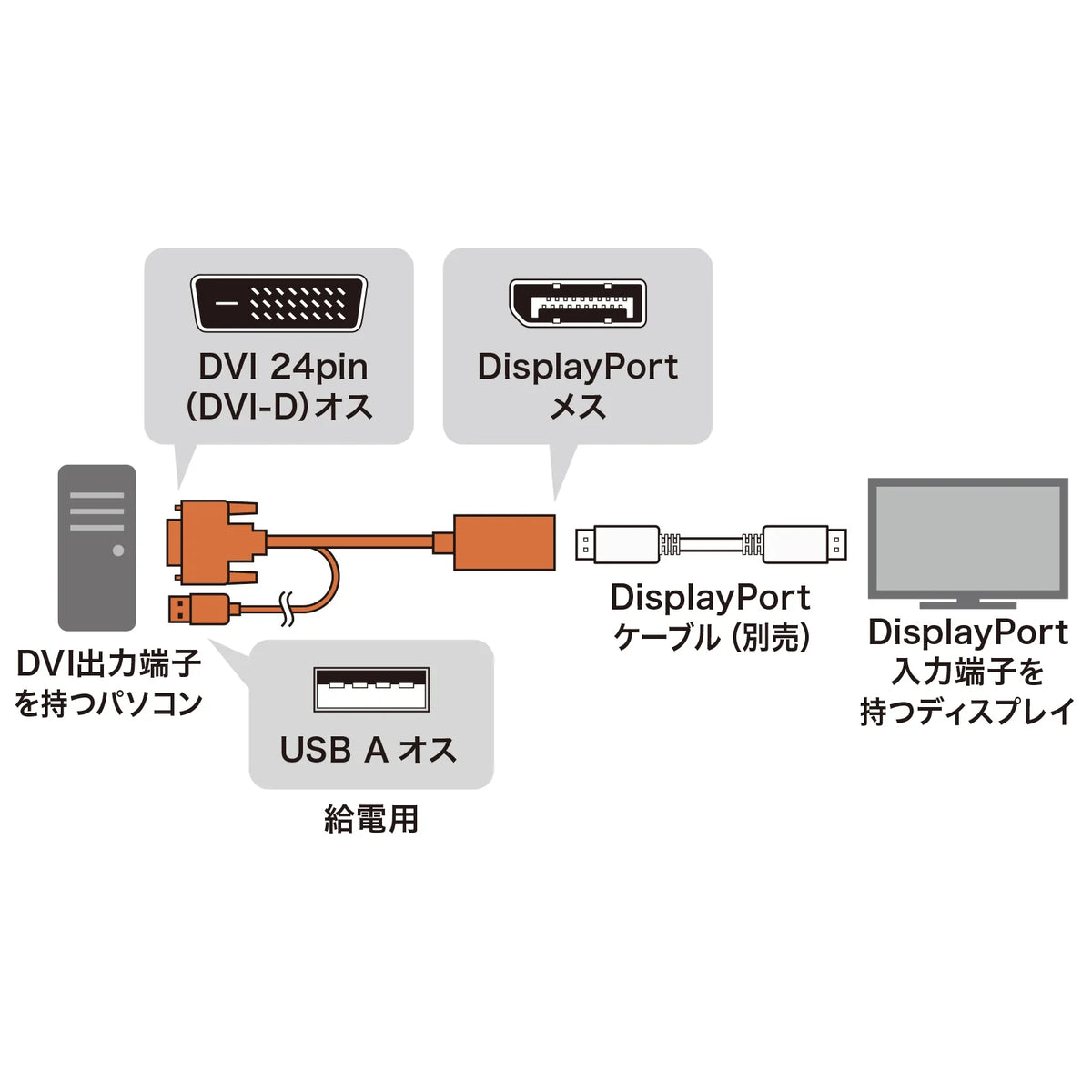 DVI-to-DisplayPort Conversion Adapter (4K/30Hz) AD-DVDP01