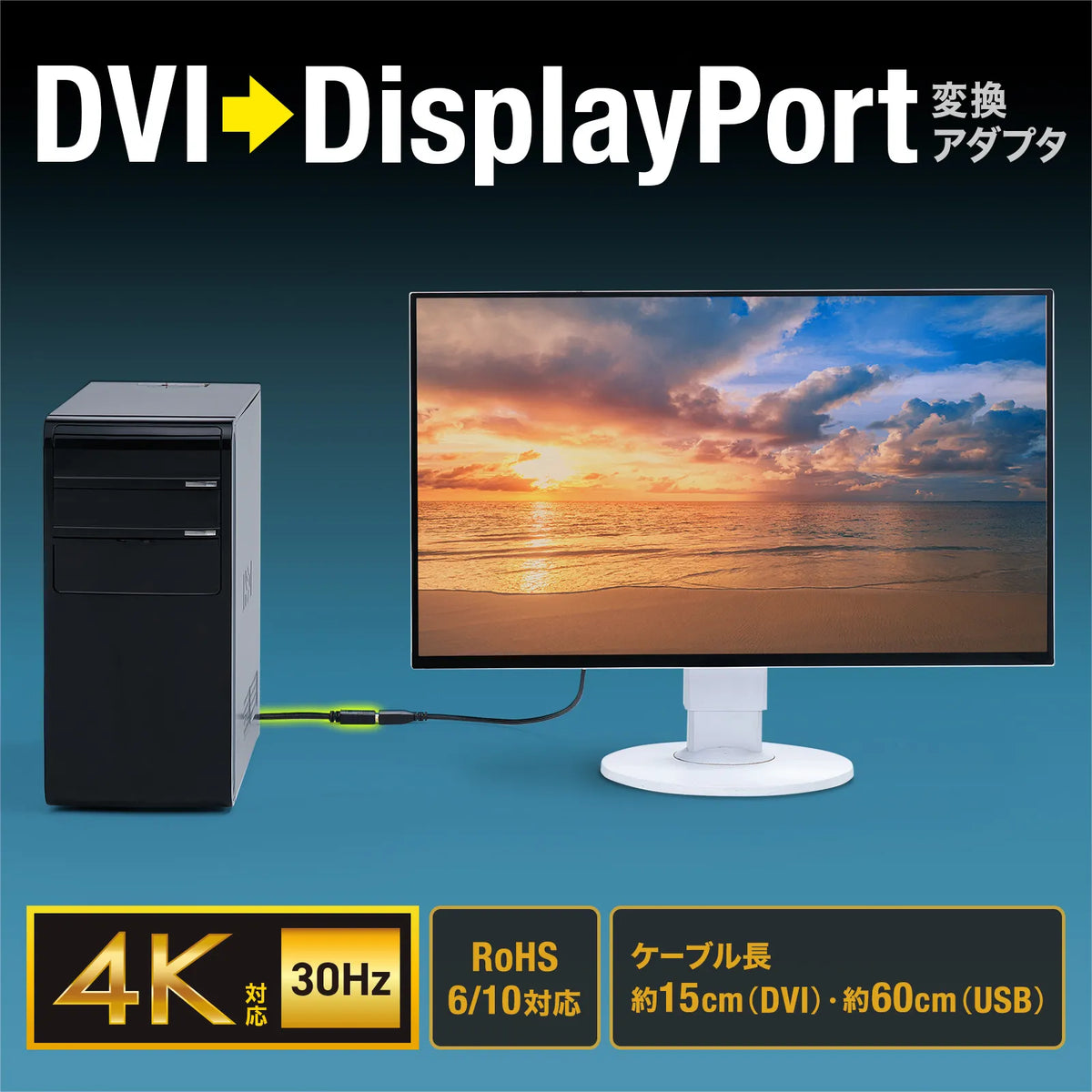 DVI-to-DisplayPort Conversion Adapter (4K/30Hz) AD-DVDP01