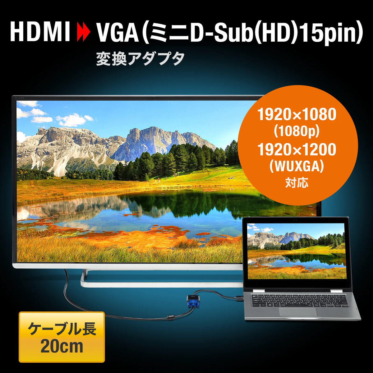 HDMI-VGA変換アダプタ AD-HD24VGA