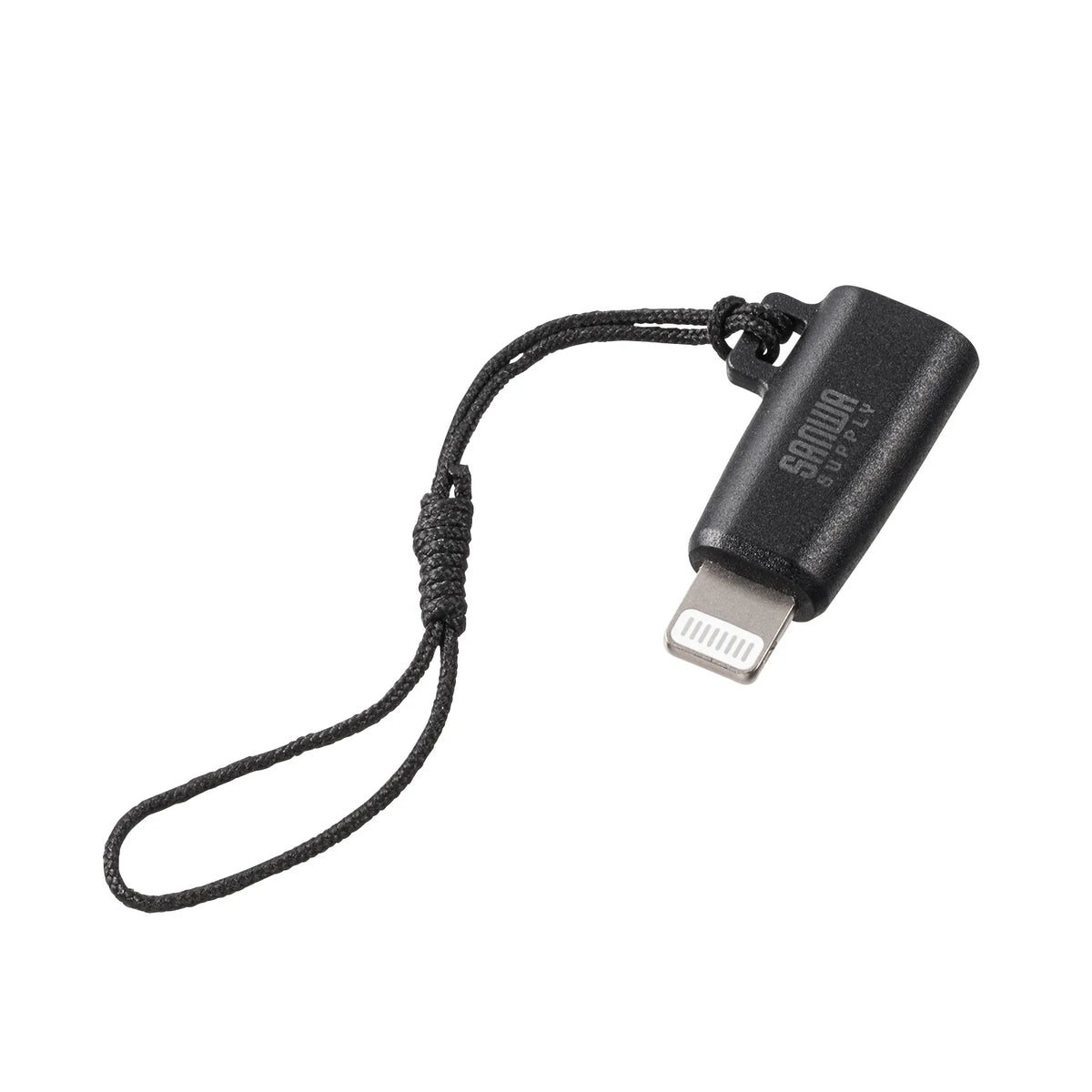 USB Type-C to Lightning Conversion Adapter (MFi Certified, with Strap, Black) AD-USB30LCFBK