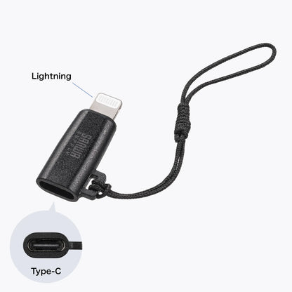 USB Type-C to Lightning Conversion Adapter (MFi Certified, with Strap, Black) AD-USB30LCFBK