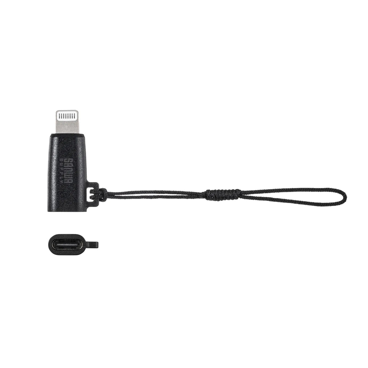 USB Type-C to Lightning Conversion Adapter (MFi Certified, with Strap, Black) AD-USB30LCFBK