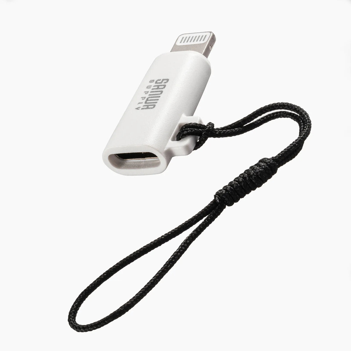 USB Type-C to Lightning変換アダプタ（MFi認証・ストラップ付き・ホワイト） AD-USB30LCFW