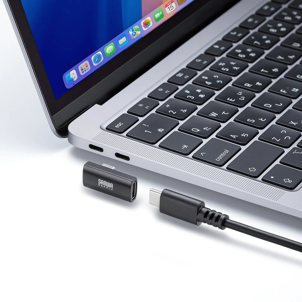 Type-C Conversion Adapter (C to C, L-shaped vertical insertion, 40Gbps, 240W) AD-USB36CCFLT
