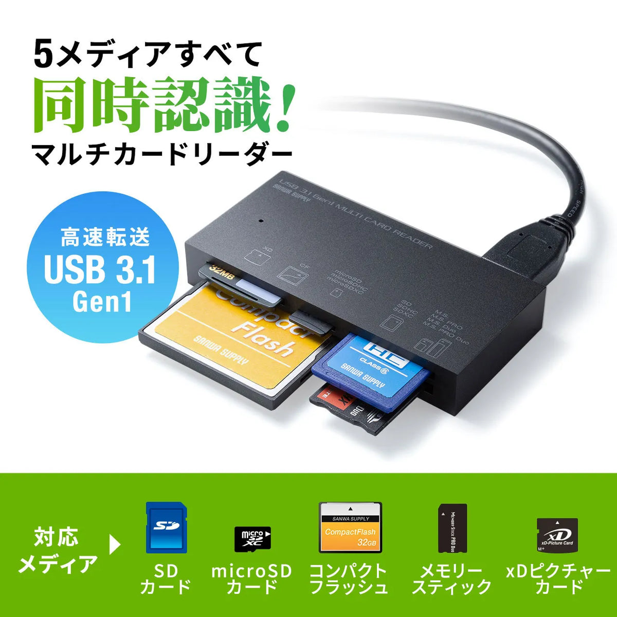 USB 3.1 Multi-Card Reader ADR-3ML50BK