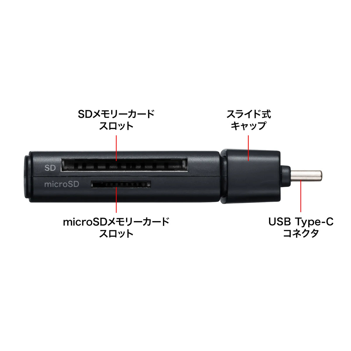 USB 5Gbps Type-C カードリーダー ADR-5TCMSD1BK