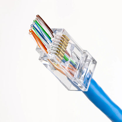 RJ-45 connector (Category 6, through-type, compatible with solid and stranded wires) ADT-6RJKN-10
