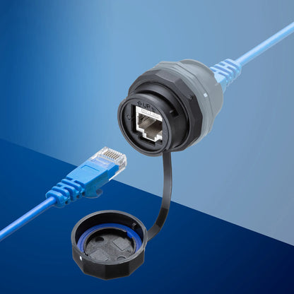 Panel-mount compatible RJ-45 relay adapter (Category 6A, STP, waterproof and dustproof) ADT-EX-6ASTPWPC