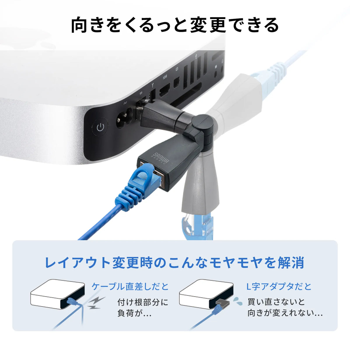 RJ-45 回転式アダプタ（Cat6A・STP） ADT-RJ6A-3D