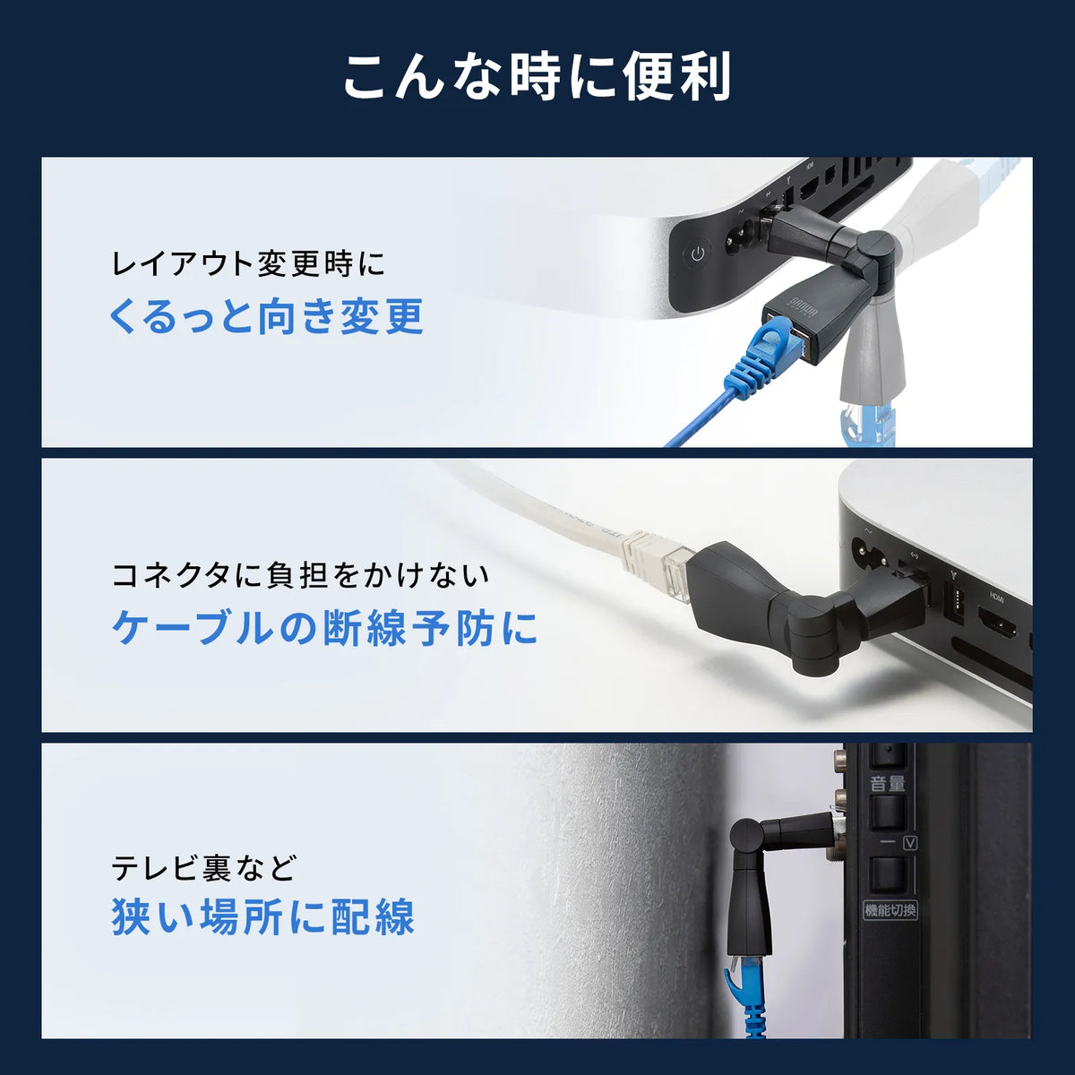 RJ-45 回転式アダプタ（Cat6A・STP） ADT-RJ6A-3D