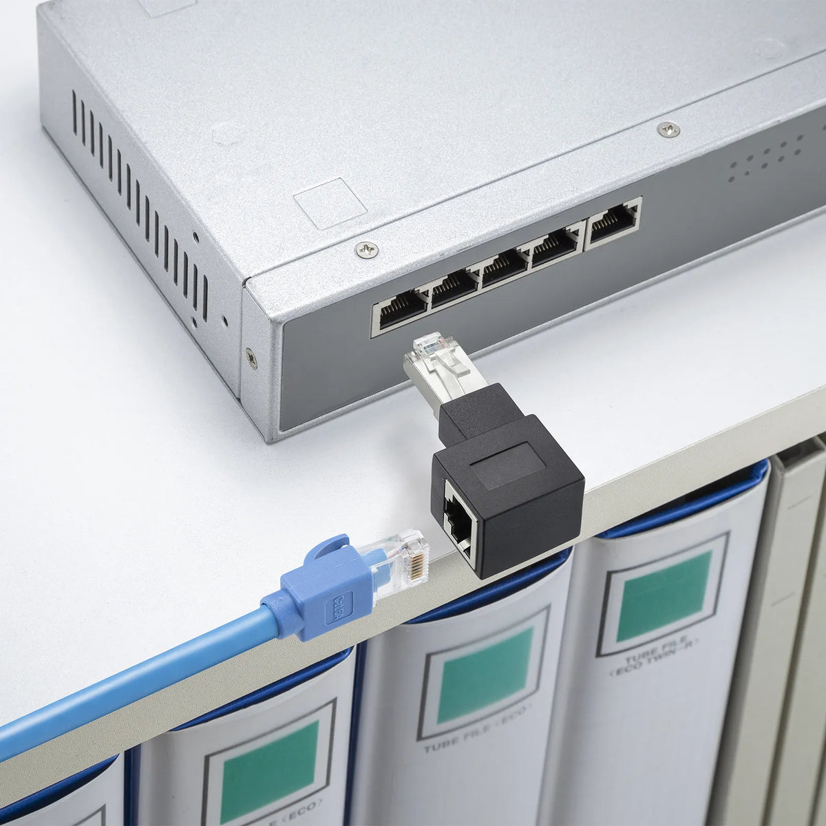 RJ-45L type conversion adapter (left-side output, Category 6A STP) ADT-RJ6A-LL