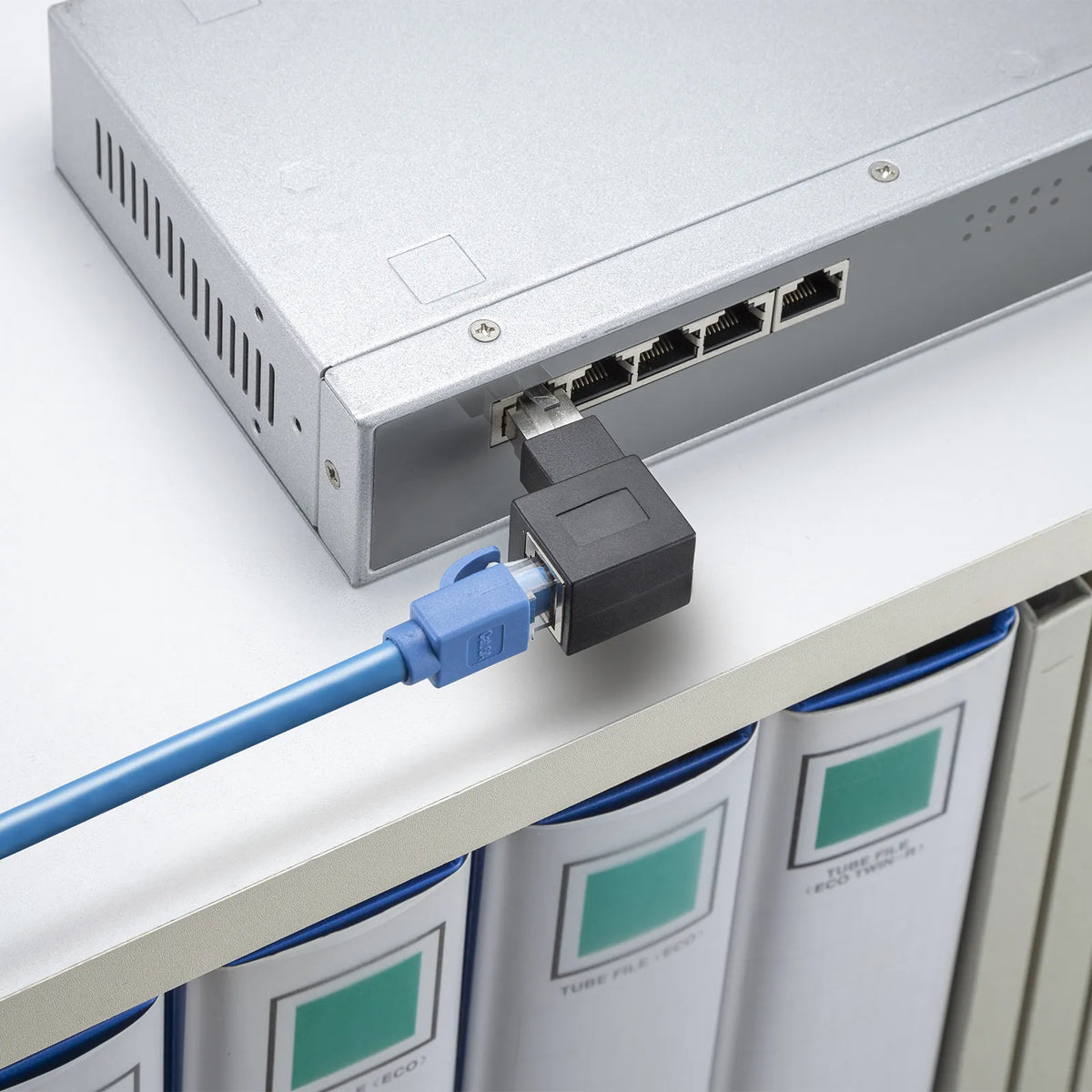 RJ-45L type conversion adapter (left-side output, Category 6A STP) ADT-RJ6A-LL