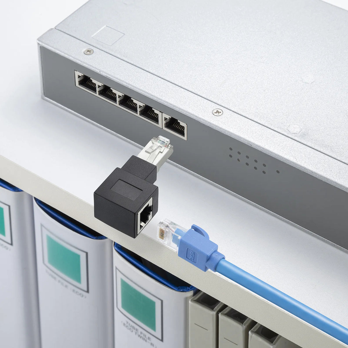 RJ-45L type conversion adapter (right-side output, Category 6A STP) ADT-RJ6A-LR