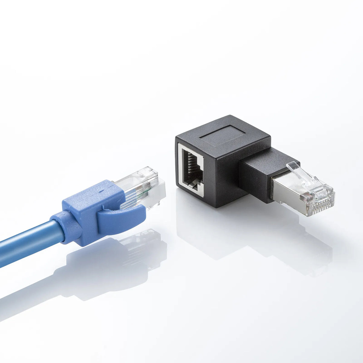 RJ-45L type conversion adapter (right-side output, Category 6A STP) ADT-RJ6A-LR