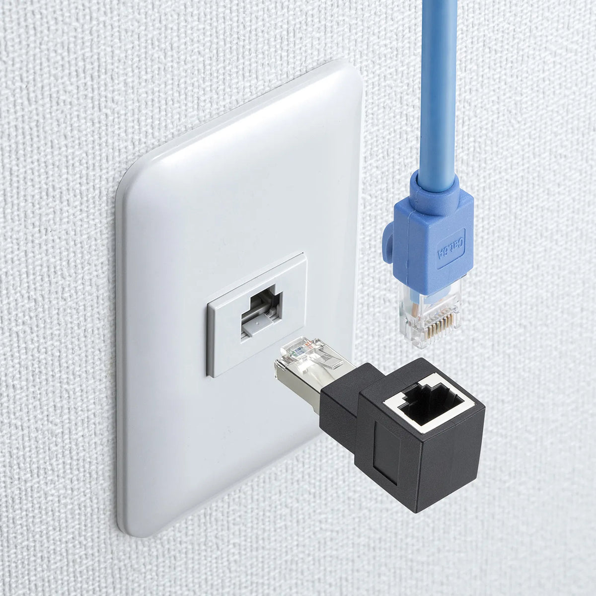 RJ-45L型変換アダプタ(上出し カテゴリ6A STP) ADT-RJ6A-LU