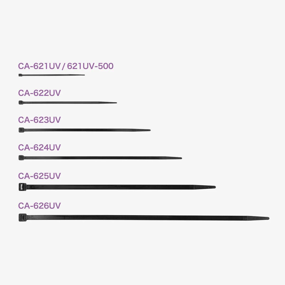 Cable ties (outdoor use, weather resistant, 203mm length, 4.6mm width, 50 pieces) CA-623UV